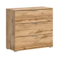 Cómoda Zele 95 cm con 3 cajones roble wotan
