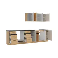 Conjunto de cocina Junona Line 300 cm roble bernstein con encimera