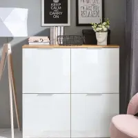 Armario Zele 104 cm de cuatro puertas roble wotan/blanco brillo