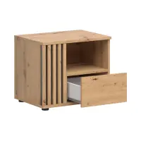 Mesita de noche Vabres 55 cm izquierda con cajón roble artisan listones