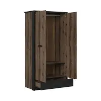 Armario de dos puertas Kassel 100 cm con cajón roble monastery/roble negro