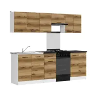Conjunto de cocina Junona Line 230 cm roble delano claro con encimera