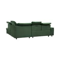 Sofá de esquina derecho Aragon convertible con reposacabezas y asiento ajustable verde