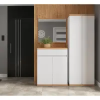 Estantería para recibidor Yamael con puertas roble artisan/blanco