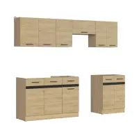 Conjunto de cocina Junona Line 240 cm roble bernstein sin encimera