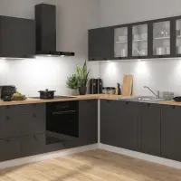 Conjunto de cocina de esquina Junona Line 220x240 grafito con encimera
