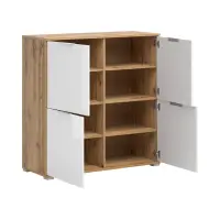 Armario Zele 104 cm de cuatro puertas roble wotan/blanco brillo