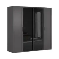 Armario modular Flex 220 cm corredero grafito/negro brillo