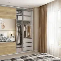 Armario de puertas correderas Flex 200 cm con espejo blanco/roble mauvella