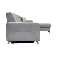 Sofá rinconera universal Lars convertible con arcón de terciopelo gris