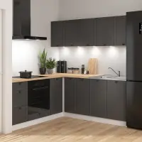 Conjunto de cocina rinconera Junona Line 200x200 grafito con encimera