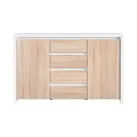 Cómoda Kaspian 144 cm con 2 puertas y 4 cajones blanca/roble sonoma