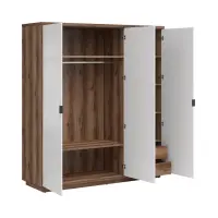 Armario de tres puertas Forn 180 cm roble delano oscuro/blanco brillo