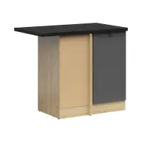 Armario de cocina inferior de esquina Junona Line izquierdo grafito con encimera ocupa el rincón 100x60 cm