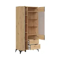 Vitrina alta Lamea 90 cm con 2 puertas y 2 cajones roble artisan