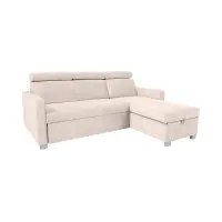 Sofá rinconera universal Brico convertible con arcón de terciopelo beige