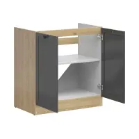 Mueble de cocina bajo fregadero Junona Line 80 cm con 2 puertas roble bernstein/grafito