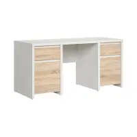 Escritorio Kaspian 160 cm con 2 puertas y cajones blanco/roble sonoma