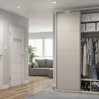 Armario de puertas correderas Flex 150 cm con espejo blanco/cachemira