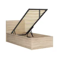 Cama Tetrix 90x200 con somier y arcón roble sonoma