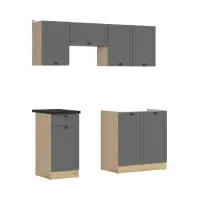 Conjunto de cocina Junona Line 180 cm grafito con encimera