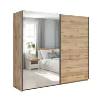 Armario de puertas correderas Tetrix 220 cm con espejo roble wotan