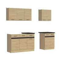 Conjunto de cocina Junona Line A 180 cm roble bernstein con encimera