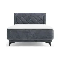 Cama continental Zalea 140x200 con almacenaje gris