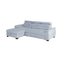 Sofá rinconera izquierdo Aguda convertible con arcón azul