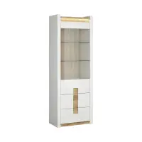 Vitrina Alameda 72 cm con puertas y 2 cajones blanco brillo