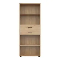 Estantería Space Office 80 cm con 2 cajones y 4 estantes roble artisan