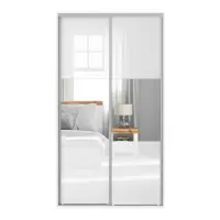 Armario de puertas correderas Flex 120 cm con espejo blanco brillo