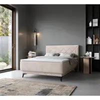 Cama continental Zalea 120x200 con arcón beige