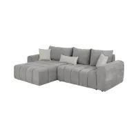 Sofá rinconera izquierdo Chill_Me convertible con arcón de chenilla gris