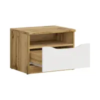 Mesita de noche Nuis 50 cm con cajón roble wotan/blanco brillo