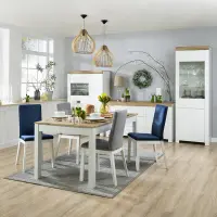 Cómoda Holten 156 cm con puertas y 3 cajones blanca/roble wotan