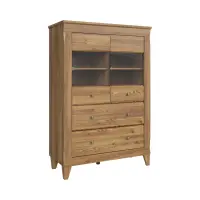 Vitrina Bergen 102 cm con 2 puertas y 2 cajones alerce sibiu dorado