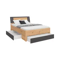 Cama Saturn 140x200 con 3 cajones roble artisan/grafito