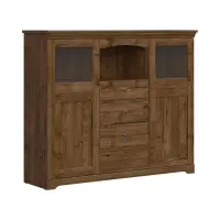 Cómoda Patras 153 cm vitrina con 2 puertas y 4 cajones roble april