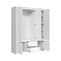 Armario de cinco puertas Kaspian 153 cm con espejo y cajones blanco
