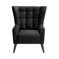 Sillón orejero Casey de terciopelo negro