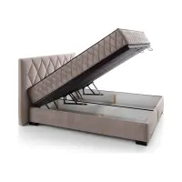 Cama continental Reve 160x200 con arcón beige oscuro