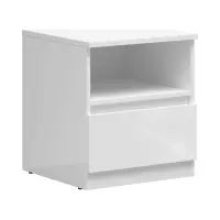 Mesita de noche Tetrix 45 cm con cajón blanco brillo