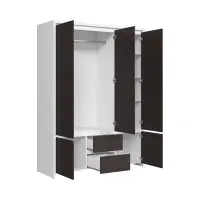 Szafa pięciodrzwiowa Kaspian 153 cm z lustrem i szufladami biała/wenge