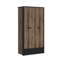 Armario de dos puertas Kassel 100 cm con cajón roble monastery/roble negro