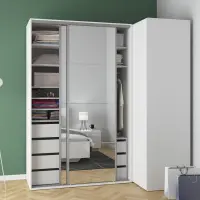 Armario modular Flex 220x116 cm esquinero con espejo blanco brillo