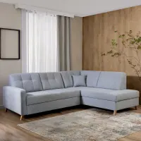 Угловой диван правосторонний Lars раскладной с ящиком серый