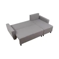 Sofá rinconera universal Malin convertible con arcón tela trenzada gris