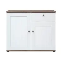 Cómoda Stockholm 103 cm con 2 puertas y un cajón pino andersen blanco/roble sonoma oscuro