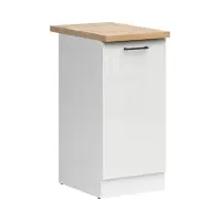 Armario de cocina inferior Junona Line 40 cm izquierda brillo tiza con encimera